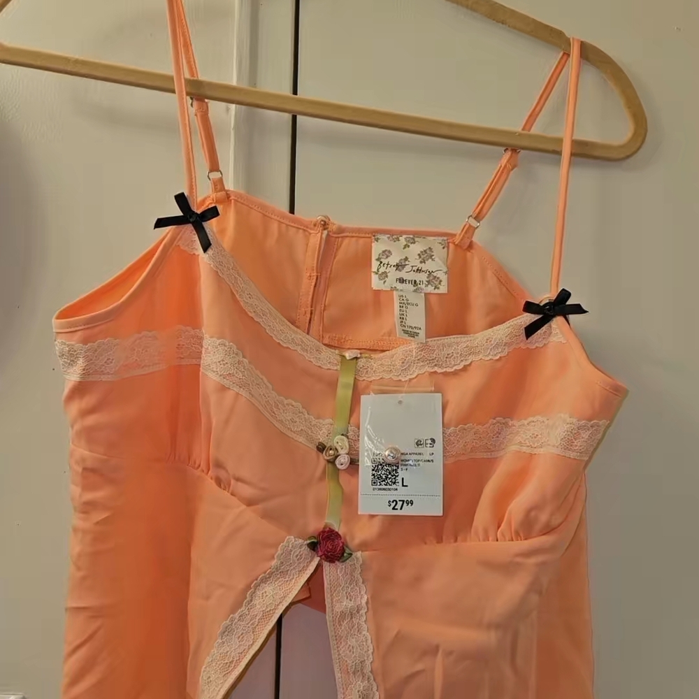 Betsey Johnson Coral Chemise with Lace Accents